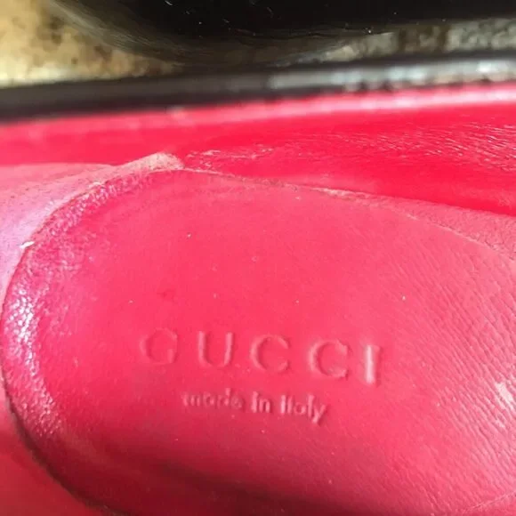 GUCCI Black Patent Leather Ballet Ballerina Flats Shoes Tie Bow Bamboo Toggle 35 - Picture 4 of 7